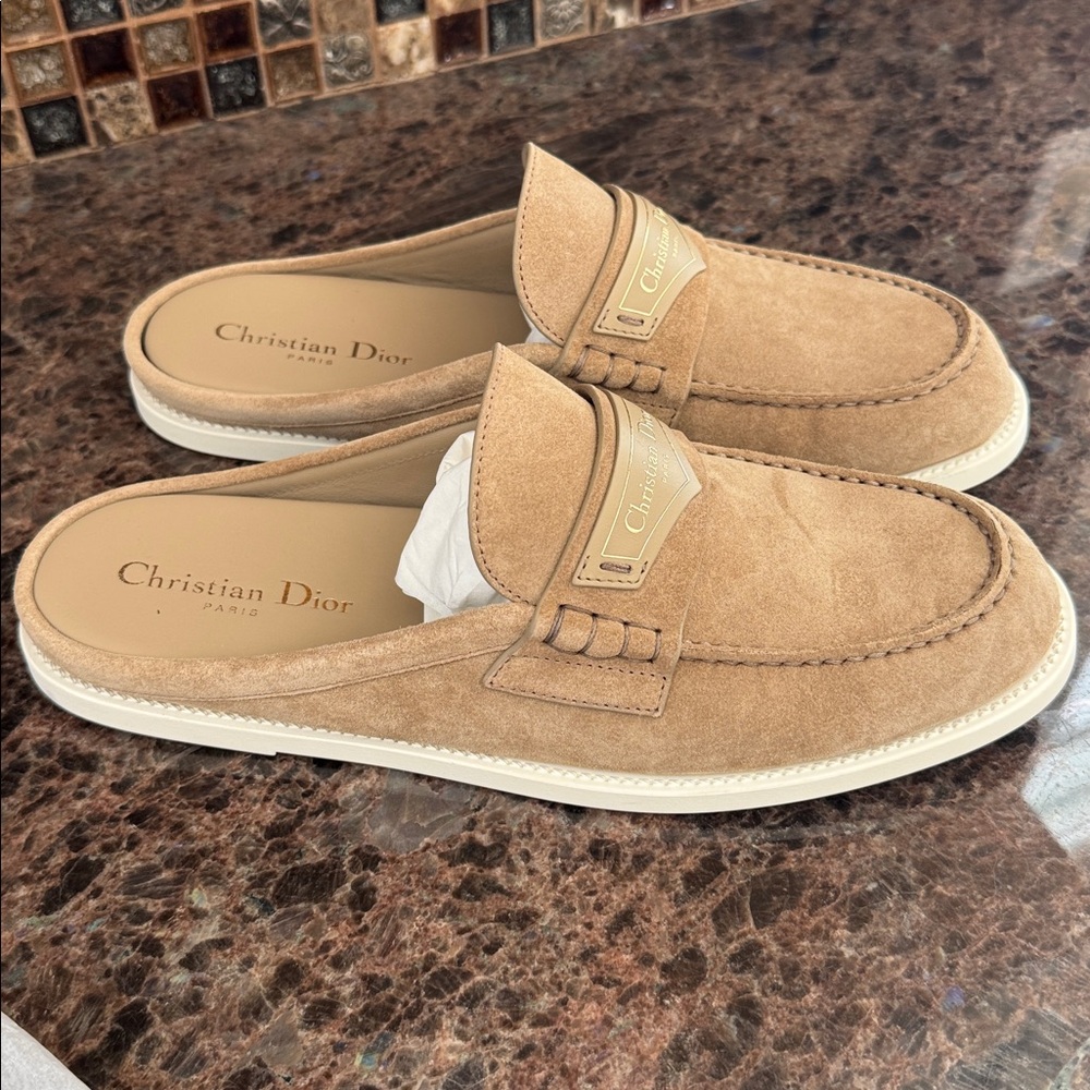 Christian Dior Dior boy slide mocassin loafer flats corde beige suede sz 40 - Picture 3 of 9